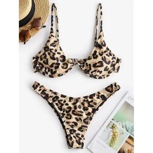 Zaful Cheetah Underwire Bikini Set | Size Small